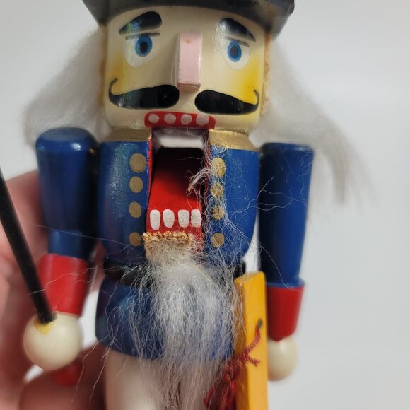 Vintage Santa's Workbench Nutcracker Baron Blue Uniform Black Hat with Star - Picture 13 of 13
